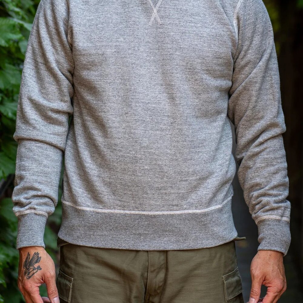 Buzz Rickson's BR65622 Set-in Crew Neck Sweatshirt - Heather Gray - Medium - New